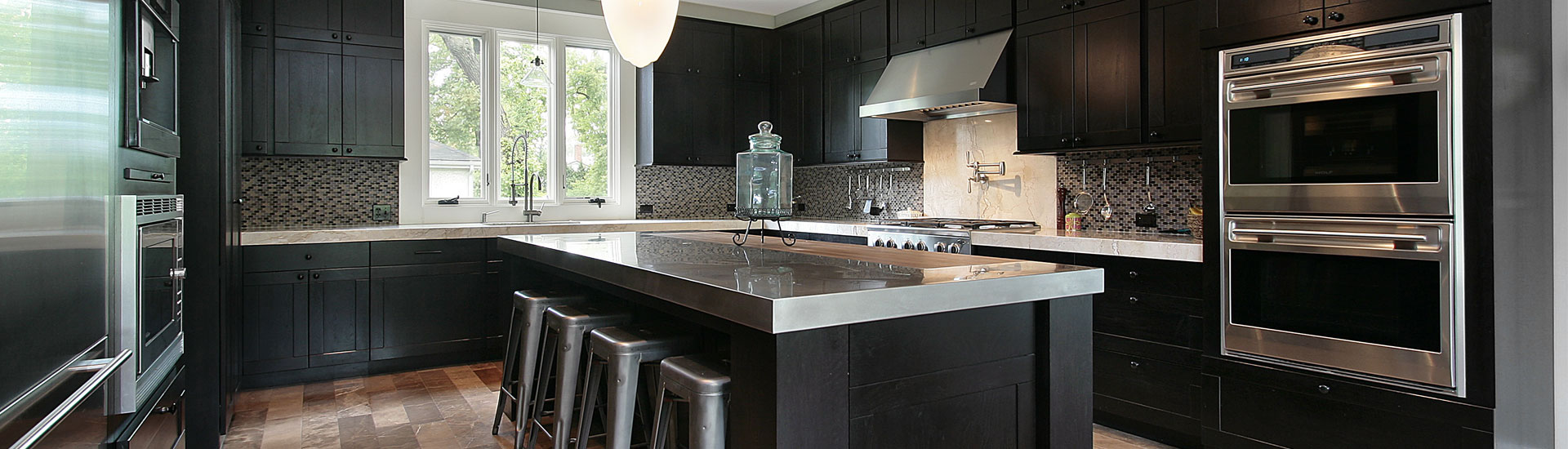 Kitchen with Dark Wood Cabinetry